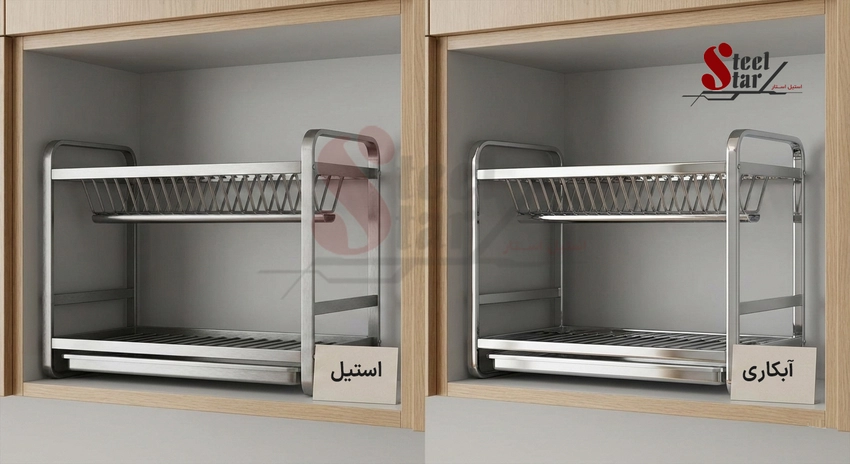 مقایسه آبچکان استیل و آبچکان آبکاری از نظر ظاهر و جنس