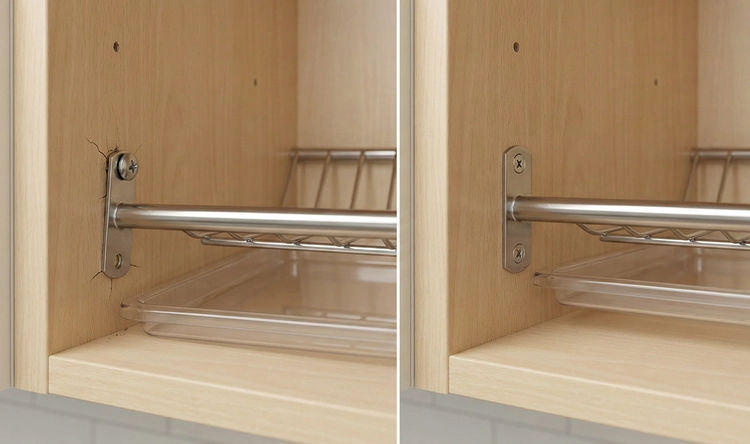 اشتباهات رایج نصب آبچکان داخل کابینت و نمونه نصب درست برای جلوگیری از لق‌زدن و آسیب